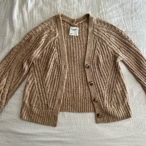 Abercrombie Tan Women’s Short Cardigan Size L. Never worn.